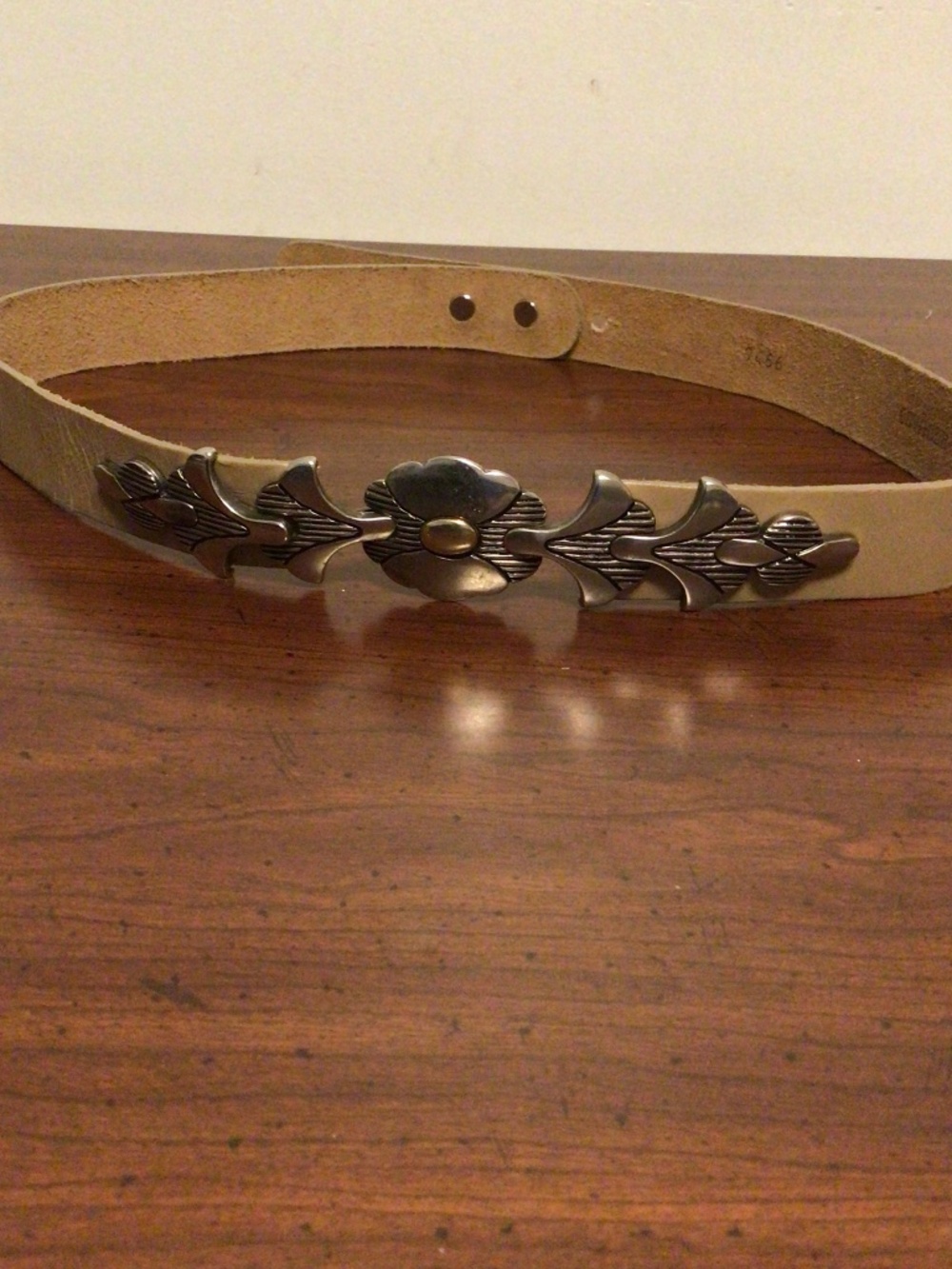 Vintage Italian Fish scale silver plated cow hide leather belt western, Ornate
